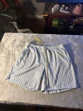 Reason Light Blue Textured Cable Knit Shorts